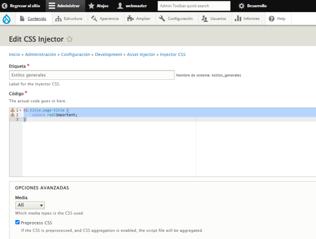 Asset Injector módule | www.drupaladicto.com - Consultor especializado en Drupal y Symfony
