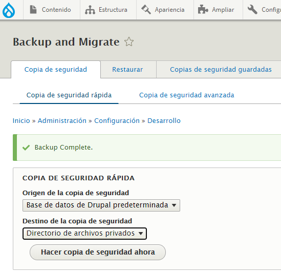 Backup and Migrate Drupal | www.drupaladicto.com - Consultor especializado en drupal y symfony
