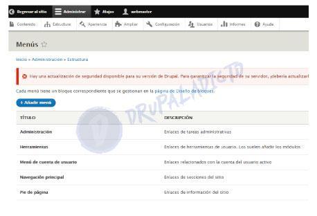 Menús Drupal | www.drupaladicto.com - Consultor especializado en drupal y symfony Menús Drupal | www.drupaladicto.com - Consultor especializado en drupal y symfony
