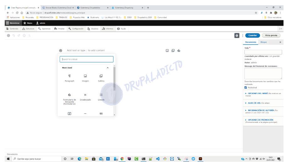 gutenberg - www.drupaladicto.com - formacion especializada en drupal y symfony